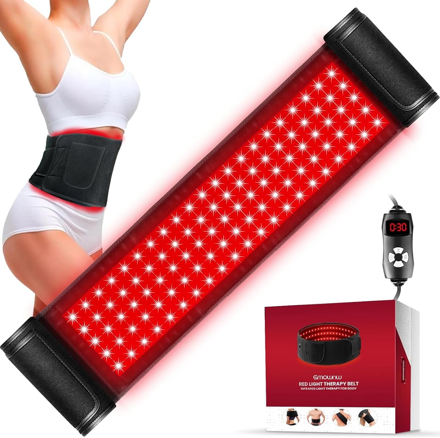 Red Light Therapy for Body, Infrared Light Therapy for Shoulder Waist Muscle Pain Relief, Upgraded 3 in 1 Led Beads, 660nm Red Light &850nm Near Infrared Light Therapy Belt Wrap Timer Remote Control