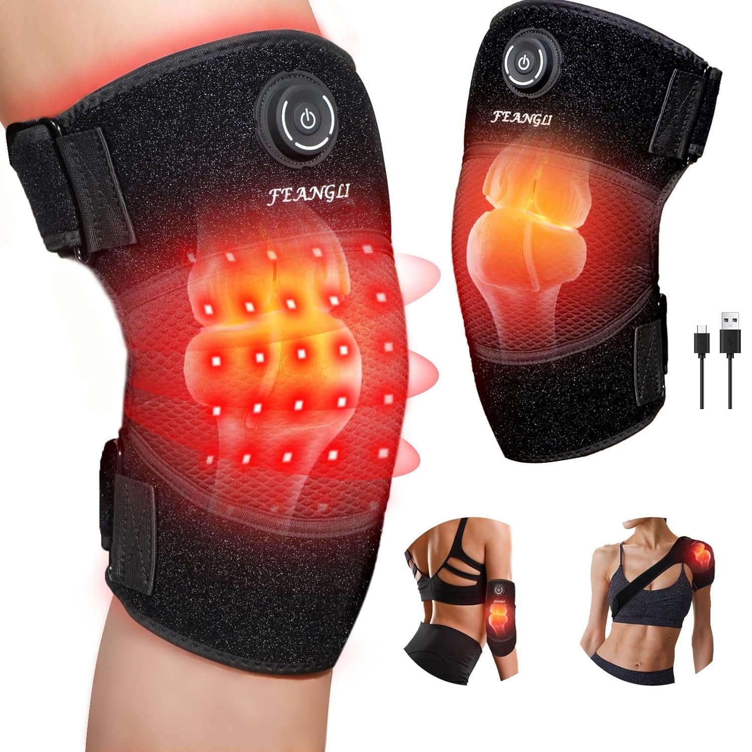 Red Light Therapy for Knee, Heated Knee Brace for Pain Relief, Cordless Infrared Light Therapy Knee Wrap, Infrared Red Light Therapy for Body/Joint/Shoulder/Elbow, Gifts for Women Men